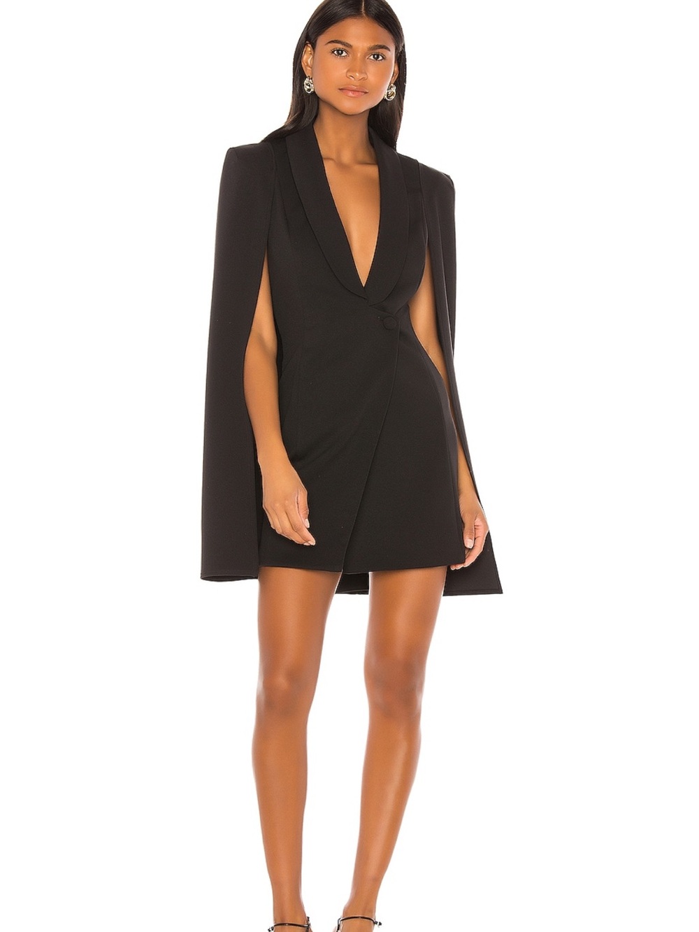 Black Katie May Black Cape Blazer Mini Dress